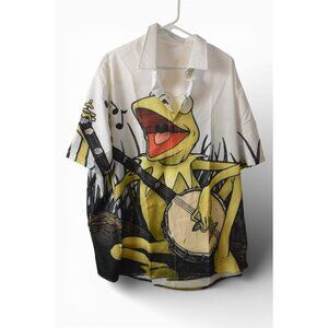 Muppets Short Sleeve Button Up Shirt Size 3XL - Kermit the Frog Banjo - NEW